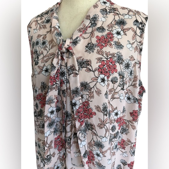 Liz Claiborne Career Floral Tie Neck Blouse - Picture 3 of 7
